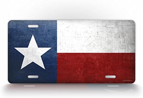SignsAndTagsOnline Official Texas State Flag License Plate Grunge Antique Auto Tag The Lone Star State TX 6x12 Aluminum Vintage Sign