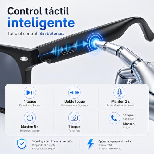 CLDP Gafas Inteligentes Traductoras 164 Idiomas Bluetooth 5.3, Traducción Instantánea para Viajes y Negocios, Llamadas Manos Libres, Reproducción Musical, Control Táctil, Autonomía 60 Horas