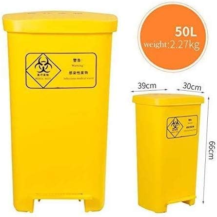 WENYAO Waste Bin Yellow Pedal Trash Can Medical Clinical Waste Peddle Bin Plastic By Chabrias LTD With Lid Various Specifications Yellow- (Color : Yellow, Size : 80L)