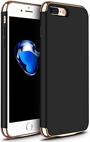 iPhone 6/6s/7 Plus Battery Case, GIZEE Ultra Slim 3 In 1 Metal Textured 4000 mAh Portable Protective Charging Case for Apple iPhone 6 Plus/ iPhone 6S Plus/ iPhone 7 Plus 5.5 Inch - Black