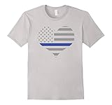 Police Tees- Thin Blue Line Heart Emblem Support Cops