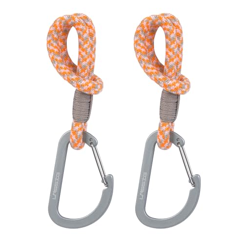 LAESSIG Stroller Attachment (2 pcs.) Carabiner Hook for Stroller Hook for Groceries/Stroller Hooks Cord Beige/Orange/Lavender