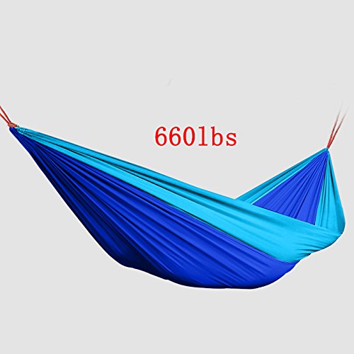 Stamo Outdoor Double Camping Hammock Nylon Hammock with Tree Straps and Carabiner (Blue)