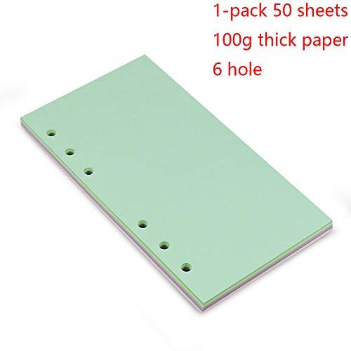 6-Ring A5 Binder/Planner Refill Paper, 6 Hole Refillable Inserts Loose Leaf Paper for Binder Notebook Diary Traveler Journal, 8 1/4 x 5 5/8 Inches,50 Sheets/100 Pages,Blank - Thumbnail 2