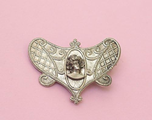Cameo hair clip Victorian retro silver barrette silhouette woman hair accessory antique vintage style