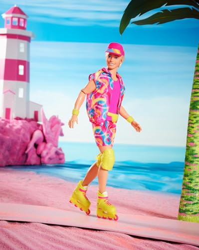 The Movie Ken - Sammelpuppe im Neon-Outfit, Skating-Look, Retro-Muster, Impala-Inlineskates, Verpackung mit Spielfilm-Motiven, für Kinder ab 3 Jahren, HRF28