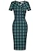MUXXN Women's 1940s Bodycon Slim Midi OL Work Dress (Green Plaid L)