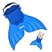 Mermaid Tails for Swimming GLTECK Swim Training Diving Foot Flipper Mermaid Swim Fin with Monofin for Kids Children with Adjustable Strap (Blue)