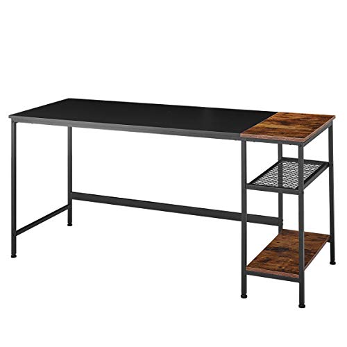 EROMMY Industrial Computer Desk with Storage Shelves,62 inch Modern Sturdy Writing Desk,PC Table