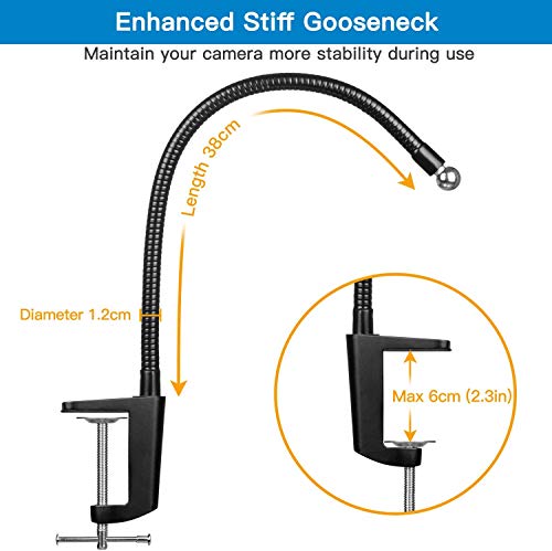 Pipishell-15-inch-Webcam-Stand-Enhanced-Flexible-Gooseneck-Webcam-Arm-with-Jaws-Clamp-Clip-Desk-Mount-Holder-for-Logitech-Webcam-C930eC920C930-C922-C922x-Brio-4K-C925eC615-GoPro-Hero-8765
