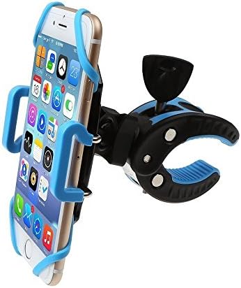 Universal Bike Phone Mount Bicycle Holder, Adjustable, Shock Absorbent Rubber Grips, 360° Rotation, Easy Access, For iPhone, iPod, Smartphone,iOS Android, GPS, Camera (Blue)