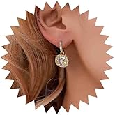 Iaceble Vintage Crystal Square Dangle Earrings Gold Cz Halo Stud Earrings Geometric Rhinestone Drop Earrings CZ Square Earrings Jewelry for Women