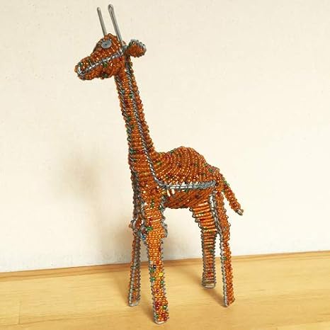 Amazon Co Jp アフリカ ケニア ワイヤーアート アニマル キリン ビーズ 針金 動物 置物 アフリカ雑貨 ホビー