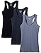 Caramel Cantina 3 Pack Juniors Cotton Racerback Tank top (Medium, Blk/Greys)