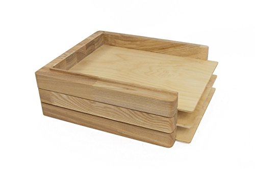 Wooden paper tray - Wooden paper holder - Size 13.5x11.2x1.5" Ash tree solid wood