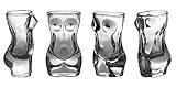 Shot Glass Set (4-Piece Set) Crystal, Women Shaped Custom Design | Bachelor or Bachelorette Party Drinks | Tequila, Vodka, Whiskey, Bourbon | Funny, Durable Style