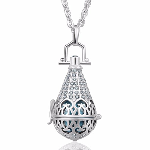 Eudora Harmony Bola CZ Vintage Angel Caller Pendant 16mm Prayer Bell 30 Inches Necklace Baby shower