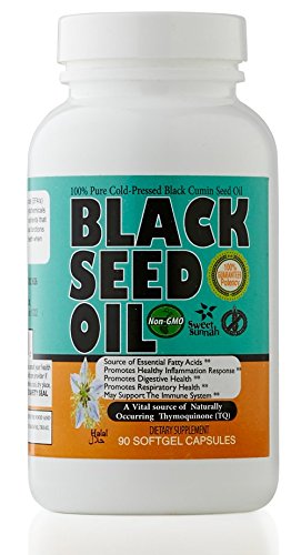 Premium Black Seed Oil Softgel Capsules (NON-GMO) Made from Cold Pressed Nigella Sativa Producing Pure Black Cumin Seed Oil - Made in the USA - 90 Capsules (500mg each) by Sweet Sunnah