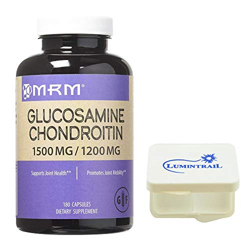MRM Glucosamine Chondroitin Sulfate 1500mg / 1200mg, Joint Support Supplement, 180 Count Bundle with a Lumintrail Pill Case