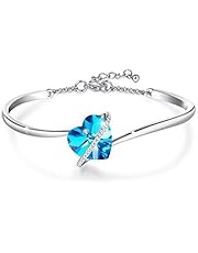 GEORGE · SMITH❤️Liebes Geschichte❤️Schmuck Damen Armband Blau Rosa Herz Armreif mit Swarovski-Kristallen Geburtstage Hochzeitstag Geschenke für Frauen Mama