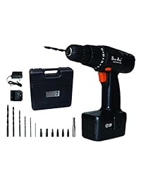 Seven Avail - Juego de destornilladores eléctricos de impacto (12 V, destornillador inalámbrico recargable, taladro de impacto, potente con caja de plástico negro)