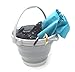 SAMMART 10L (2.64Gallon) Collapsible Fishing Bucket with Locking Lid - Foldable Round Tub - Portable Plastic Water Pail - Space Saving Outdoor Waterpot