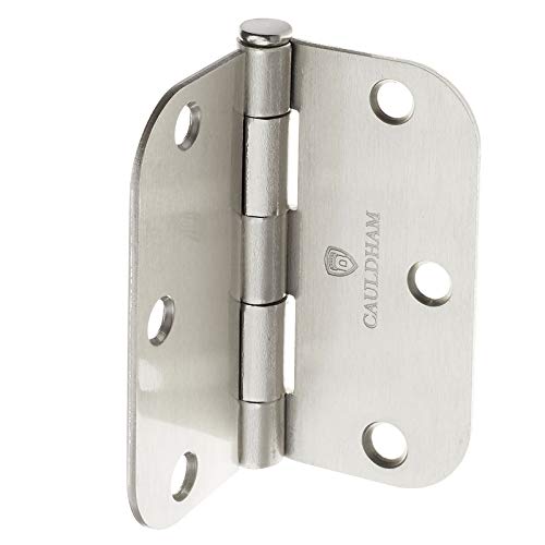 Cauldham (12 Pack) Heavy-Duty 3-1/2" Interior Door Hinges with 5/8" Radius Corners - Satin Nickel