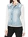 Allegra K Ladies Washed Denim Vest Light Blue M