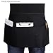 YOLLO 3-Pack Restaurant Waist Aprons with 3 Pockets Kitchen Cooking Restaurant Bistro Craft Garden Cotton Linen Half Aprons for Men, Women, Chef, Baker, Servers, Waitress, Waiter, Craftsmen, Black
