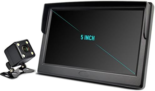 ZEROXCLUB Car Backup Camera and 5.0" Car Vehicle Rearview Mirror Monitor for DVD/VCR/Car Reverse Camera + CMOS Rear-view License Plate Car Rear Backup Parking Camera With 4 LED Night Vision (MZ05)