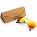 Aviator Sunglasses for Men Women,Flash Mirror Lens UV400 Sunglasses Eyewear with Sun Glasses Case (Orange Red Mixed/Gold Frame, 60)