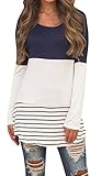 Chellysun Women's Color Block Lace Patchwork Long Sleeve Blouse Top Shirt