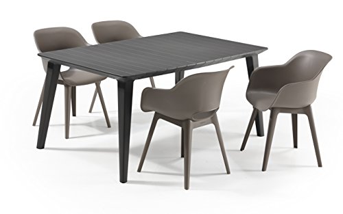 Allibert by Keter Gartensessel Akola, cappuccino, 2er Set, Kunststoff, 56.7 x 55.8 x 80.1 cm, Schalenstuhl in Cupform, perfekt für Garten, Terrasse oder Esszimmer – Bild 5