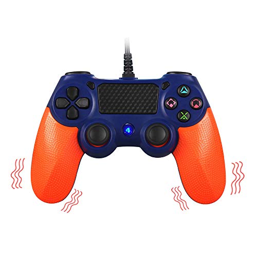 PS4 wired controller for Playstation 4, MOVONE professional usb PS4 wired gamepad for PlayStation 4/PS4 Slim/PS4 Pro and PlayStation3 wired Controller cable length 6.3ft(Black + orange)