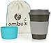 Reusable Coffee Cup for Travel To Go 2oz | Portable Bamboo Mug with Lid, 2 Sleeves, Carry Bag | Plastic and BPA Free | Dishwasher Safe Eco Cups 350ml
