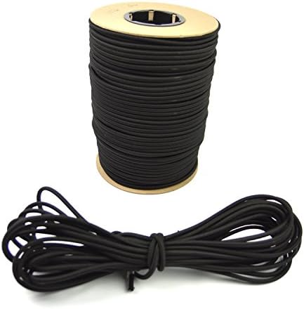 Marine Masters 1/4" 50ft Black Bungee / Shock Cord Crafting Stretch String, Tie Down Trailer Strap (50 Feet)