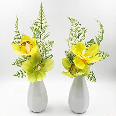 Amazon シンビジューム メモリアルフラワー 一対 2束 仏花 高級造花 枯れないお花 お手入れ不要 お仏壇 納骨堂 お盆 お彼岸 お供え花 花 観葉植物 フラワーギフト オンライン通販