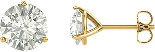 Studs Earrings 14k Yellow Gold Simple Post Forever ONE Moissanite Pair