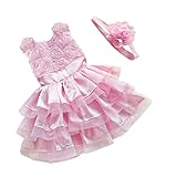iEFiEL Baby Girls Rosette Tunic Princess Dress with Flower Headband Pink