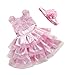 iEFiEL Baby Girls Embroidery Short Sleeves Sequins Bowknot Princess Pageant Wedding Communion Birthday Party Dress (6-12 Months, Pink Tutu + Headband)