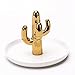 Purzest Ceramic Ring Holder Dish Home Decor Organizer,Cactus,Gold/White