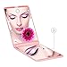 Bukm Magnifying Makeup Mirror Ultra-thin Led Lighted Compact Travel Makeup Mirror, Portable Folding Cosmetic Mirror 8 Bright LED Lights Adjustable Brightness Magnification Vanity Mirrors (Pink)