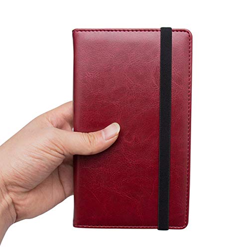 Enyuwlcm PU Leather Business Card Book Organizer Journal Name Card Book Holder with Elastic Closure Hold 240 Cards Wine Red - Thumbnail 5