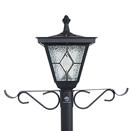 Kemeco ST4221SSP4 LED Cast Aluminum Solar Lamp Post Light with Planter Arm Hook for Outdoor Landscape Pathway Street Patio Garden Yard