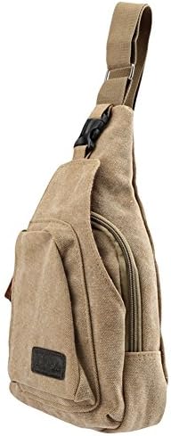 Floor Casual Canvas Unbalance Backpack Crossbody Sling Bag Shoulder Unbalance Gym Bag Outdoor Bag For Men (khakhi, small)