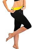 SEXYWG Women Sweat Capri Slimming Pants Hot Thermo Neoprene Sauna Leggings Shapewear, Black, Medium