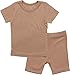 AVAUMA Newborn Baby Little Boys Snug-Fit Pajamas Summer Short Sets Pjs Kids Clothes (M/Camel)