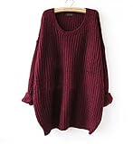 Yaxinyuf Women's Fashion Oversized Knitted Crewneck Casual Pullovers Sweater