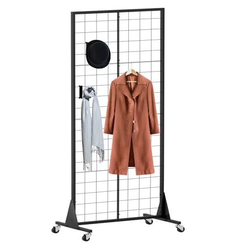 DEYEGELEA 60 x 160 cm Heavy Duty Display Stand with Triangular Base with Hooks Included for Retail Shop, Professional Show, Store