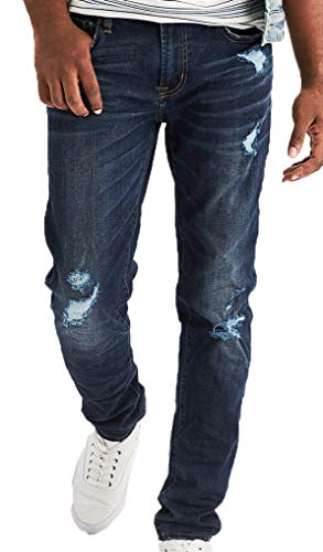 American Eagle Mens Extreme Flex Skinny Jean, Destroyed Dark Wash (36/32)